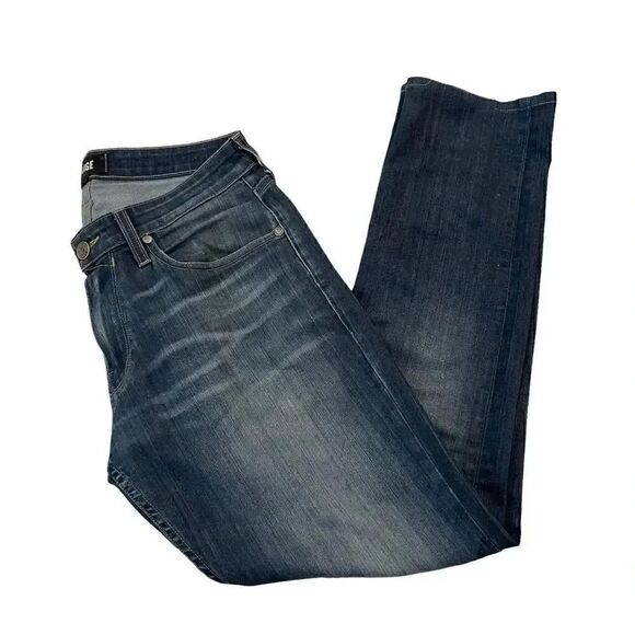 PAIGE Blue Wash Distressed Straight Leg Mid Rise Womens Jeans SZ 30 - Picture 8 of 14